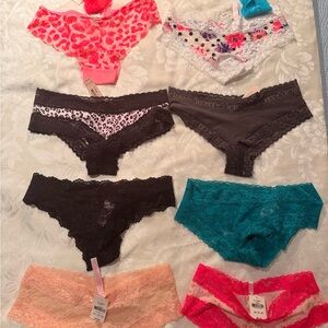 Victoria's Secret Panties Collection - Black, Pink, Gray, Teal (Lot of 10)